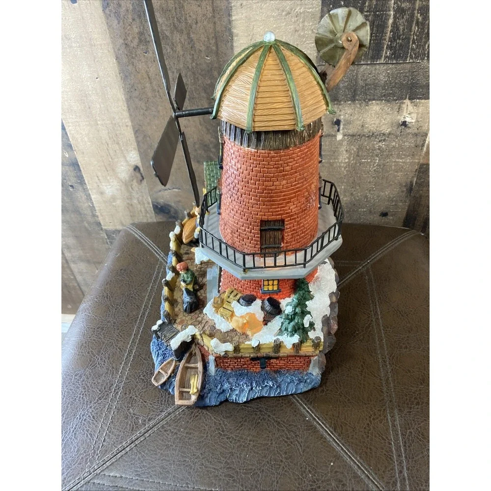 VTG 2004 Holiday House Fiber Optic Windmill Lighthouse Christmas Village Works